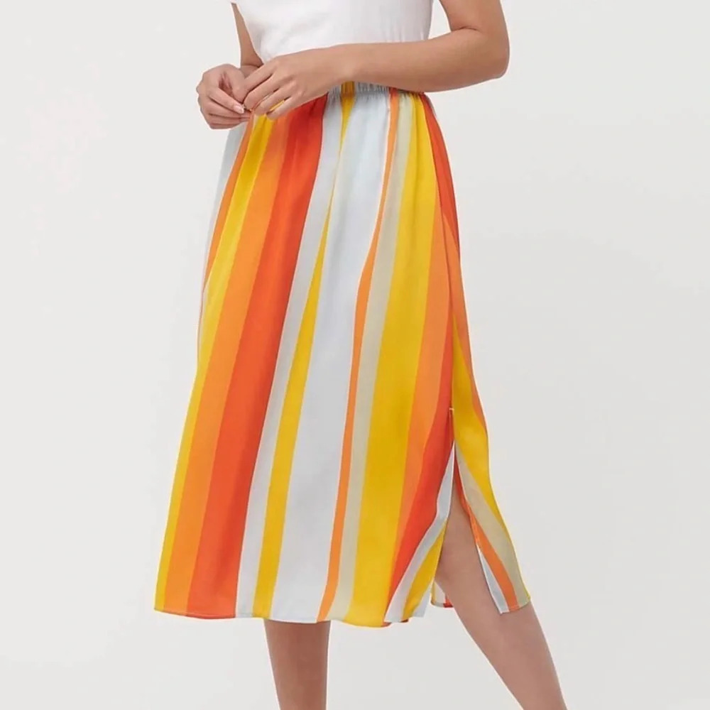 NWT LOFT STRIPED PULL ON MIDI SKIRT